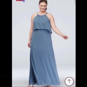 DAVID'S BRIDAL Flounced Chiffon Sheath Dress sz 18 NWT